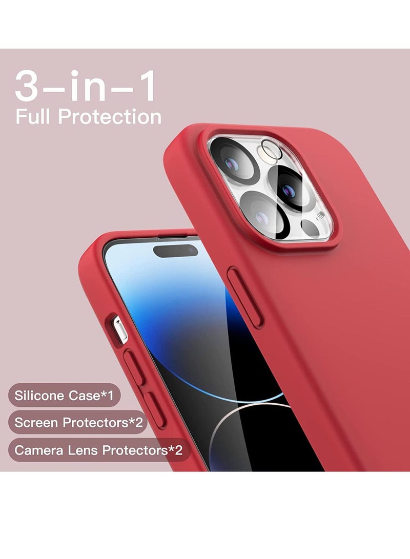 3 in 1 Silicone Case for iPhone 14 Pro Max 6.7-Inch, with 2-Pack Screen Protector and 2-Pack Camera Lens Protector, Full Coverage Tempered Glass Film - Image 2