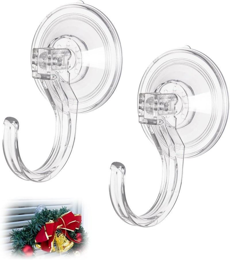 Amuille Wreath Hangers for Front Door, 2 Pack Large Suction Cup Wreath Hooks, Clear Wreath Hanger for Glass Window, Shower, Kitchen, Christmas Wreaths, Holds up to 18 lbs - Image 1