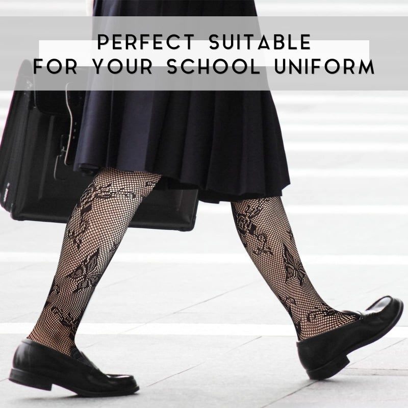 Vabean 4 Pairs Women Patterned Fishnet Tights High Waist Lace Heart Floral Butterfly Fishnet Stocking Goth Leggings Pantyhose - Image 3