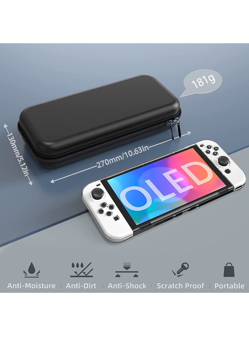 Captaintech 13 IN 1 Carrying Case Accessories For Nintendo Switch OLED Model Include Screen Protector, Protective Cover Case, Data Cable, Kickstand, Thumb Grip Caps - Image 2