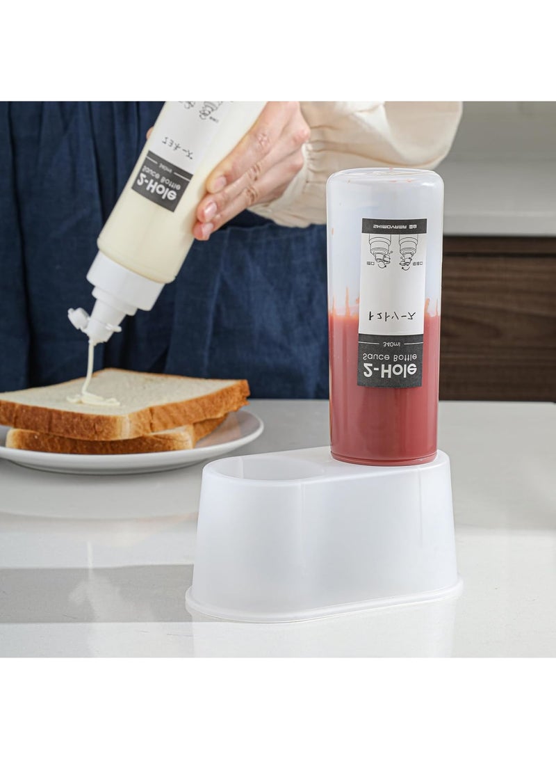 SOLARAE زجاجات توابل قابلة للعصر، مجموعة توابل تجارية شفافة خالية من BPA، زجاجات صلصة متعددة الاستخدامات سعة 11.5 أونصة للكاتشب، الصلصة، 340 مل - Image 1