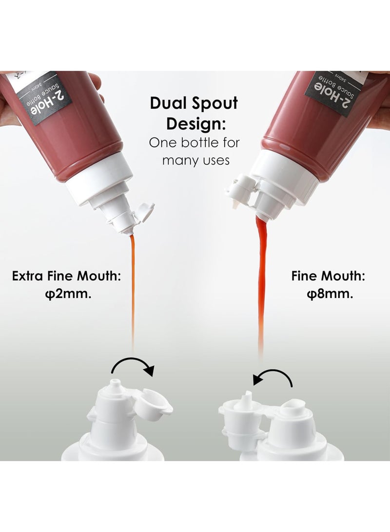 SOLARAE زجاجات توابل قابلة للعصر، مجموعة توابل تجارية شفافة خالية من BPA، زجاجات صلصة متعددة الاستخدامات سعة 11.5 أونصة للكاتشب، الصلصة، 340 مل - Image 5