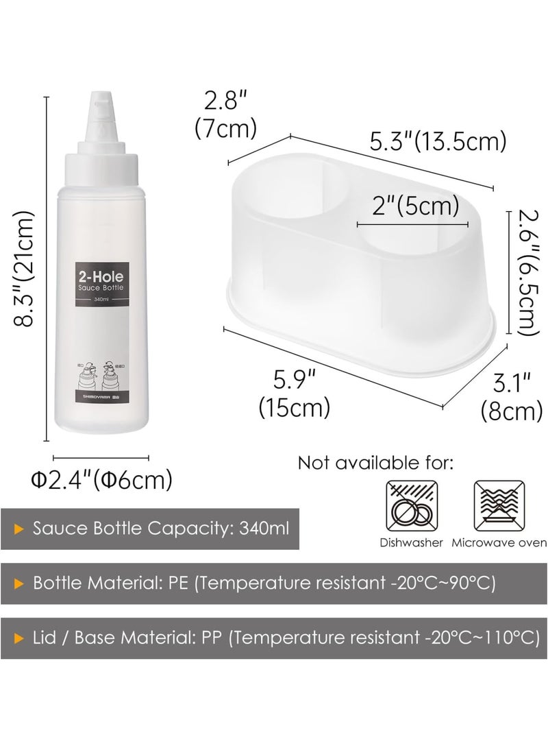 SOLARAE زجاجات توابل قابلة للعصر، مجموعة توابل تجارية شفافة خالية من BPA، زجاجات صلصة متعددة الاستخدامات سعة 11.5 أونصة للكاتشب، الصلصة، 340 مل - Image 3