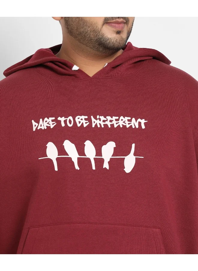 Instafab Plus Instafab Plus Men's Maroon Red Dare To Be Different Hoodie With Kangaroo Pocket