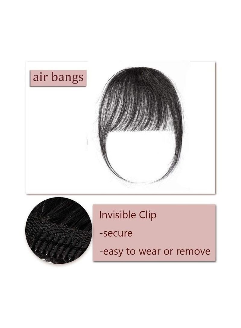 إستيل وصلات شعر بشري 100٪ مشبك في الانفجارات شعر طبيعي بفتحات هوائية جانبية مع شبكة لطيفة مصنوعة يدويًا من الانفجارات الطبيعية المسطحة الأنيقة مع المعابد للنساء قطعة واحدة لون رقم 1B - Image 4