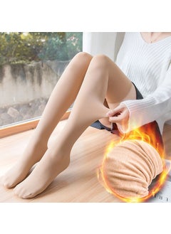 Autumn and winter thigh socks knee socks plus velvet padded long tube socks non-slip warm knee anti-cold leg high socksLong tube skin color with feet Long tube skin color with feet