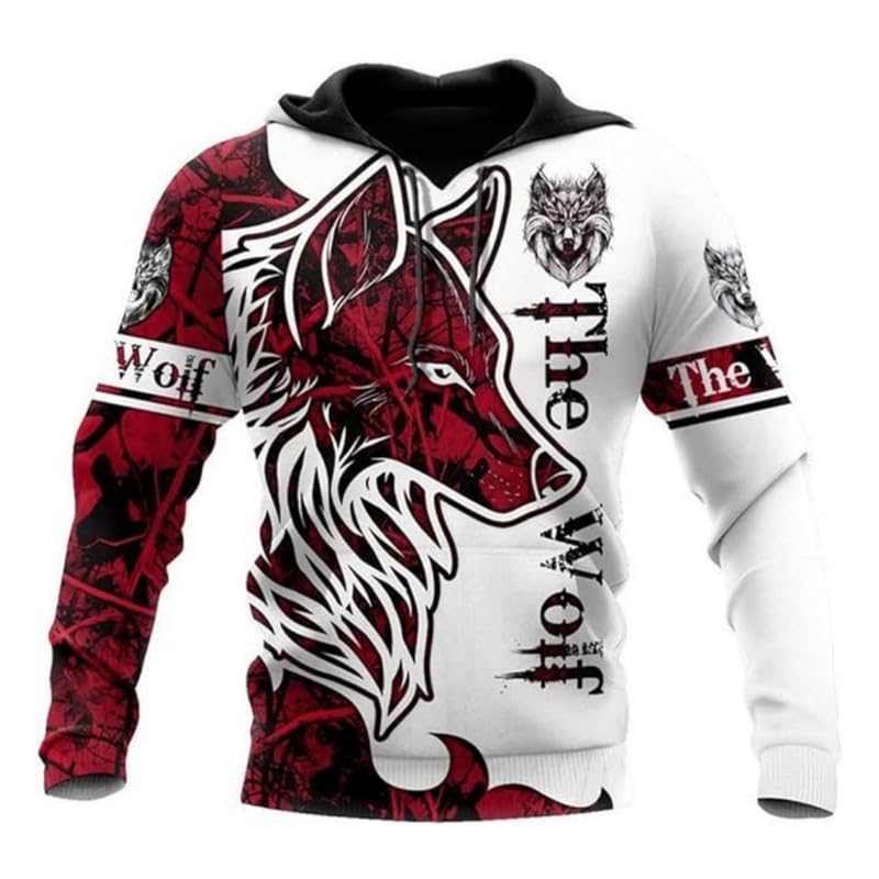 prigridche Wolfs Sweatshirt for Men,Wolf 3D Printed Hoodie Pants Suit Male Autumn Winter Casual Sweashirt Pullover Tracksuit Set - Image 2
