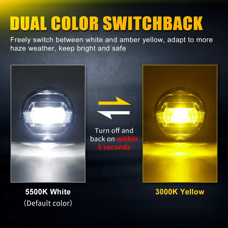 SUPAREE LED Fog Lights with Switchback Dual Color White/Yellow Fit for Tacoma 2005-2011/Tundra 2007-2013/Solara 2004-2006/Sequoia 2008-2015 Ideal for All-Weather Conditions,2 Pack - Image 3