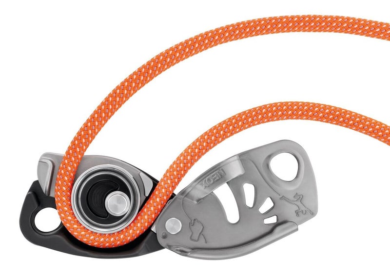 PETZL NEOX Belay Device with cam-Assisted Blocking, Optimized for Lead Climbing, Light Gray - Image 3