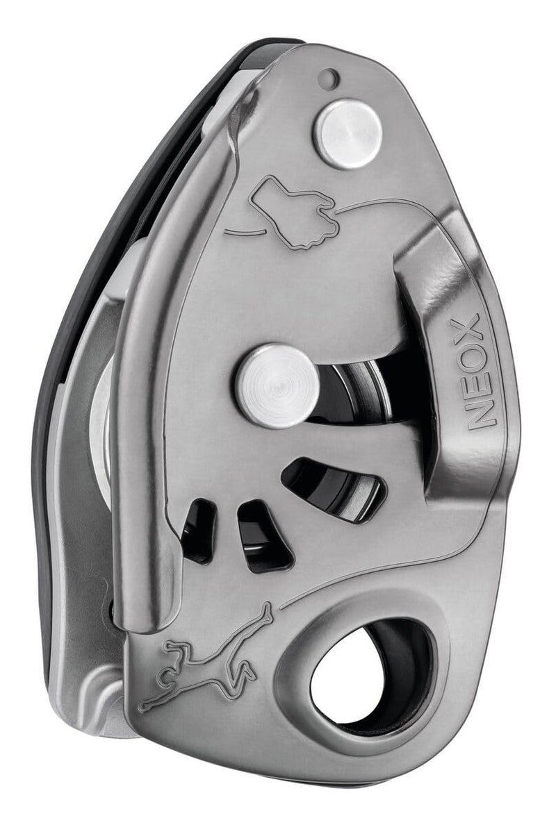 PETZL NEOX Belay Device with cam-Assisted Blocking, Optimized for Lead Climbing, Light Gray - Image 1