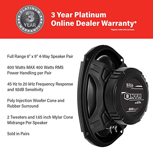 BOSS Audio Systems NX694 Onyx Series 6 x 9 Inch Car Door Speakers - 800 Watts (per Pair), Coaxial, 4 Way, Full Range 4 Ohms, Sold in Pairs, Bocinas para Carro - Image 3