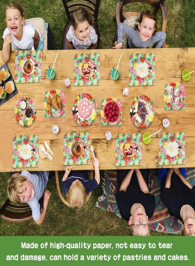 Ranjaner 72 PCS Tropical Luau Party Supplies Kit, Aloha Hawaiian Party Decorations with 7 inch, 9 inch Plates, Napkins for Summer Pool and Summer Parties, BBQs - Image 5