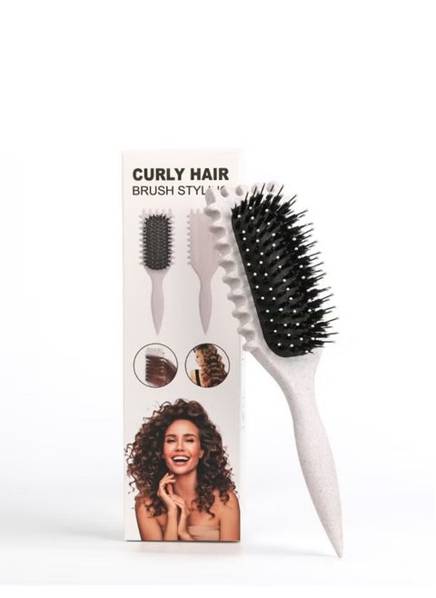 2024 Newest Bounce Curl Brush,Bounce Curl Defining Brush,Curl Defining Brush,Hair Brush Styling Brush,Shaping and Defining Curls for Women Girls (Color : Beige)