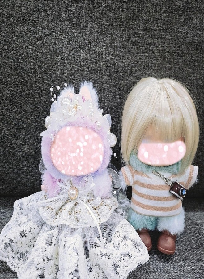 Tomcrazy Decorative Wig for 17cm 15cm Height Dolls Accessories (No Doll), Easy to Style and Swap Doll Hair Compatible with 22-24cm Head Circumference Figures (Cream White) - Image 4