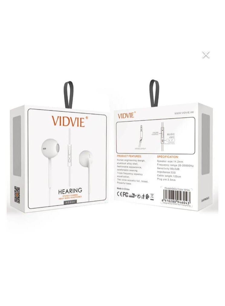 Vidvie white wired in-ear headphones - Image 1