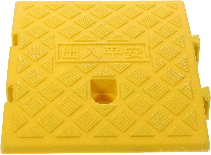 Plastic Curb Ramp 25x27x7cm Yellow Portable Threshold Ramp with Rubber Triangle Pad for Cars Motorcycles Wheelchairs Outdoor - Image 1