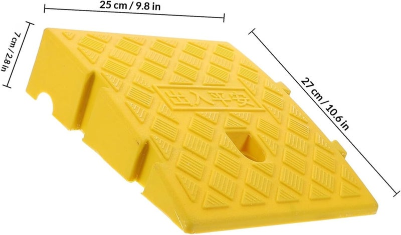 Plastic Curb Ramp 25x27x7cm Yellow Portable Threshold Ramp with Rubber Triangle Pad for Cars Motorcycles Wheelchairs Outdoor - Image 2