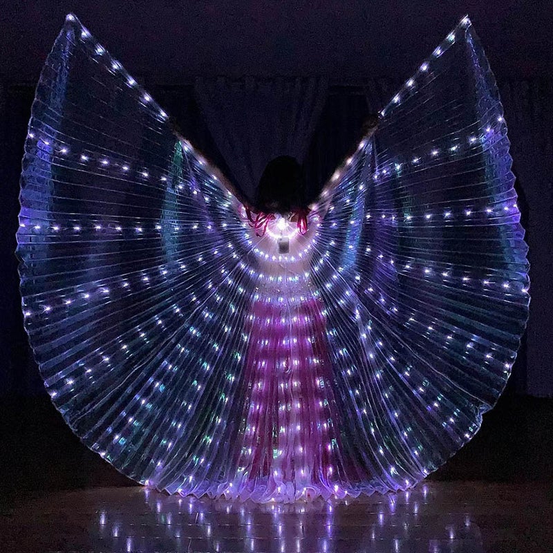 Luminous Butterfly Wings Cloak Belly Dance Performance Props Halloween Christmas Party Costumes Polyester Fiber Macaron Color Adult Blue  - Image 3