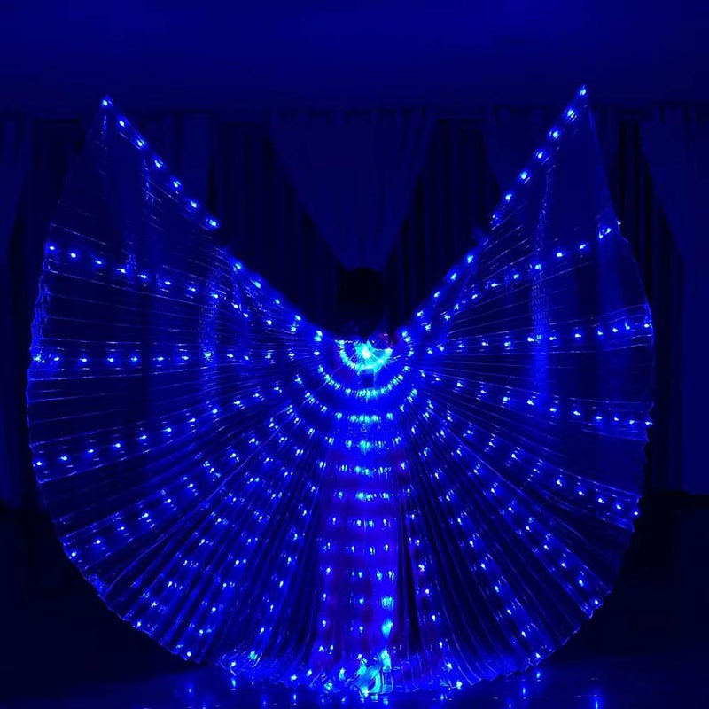 Luminous Butterfly Wings Cloak Belly Dance Performance Props Halloween Christmas Party Costumes Polyester Fiber Macaron Color Adult Blue  - Image 1