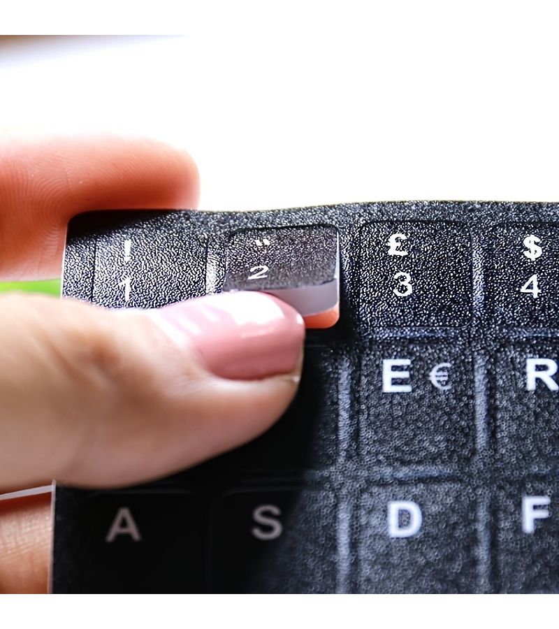 ملصقات لوحة المفاتيح الروسية الأبجدية السيريلية مفاتيح رقمية طبقة حماية من مادة PVC غير لامعة متوافقة مع أجهزة الكمبيوتر وأجهزة الكمبيوتر المحمولة والهواتف والأجهزة اللوحية أسود - Image 3