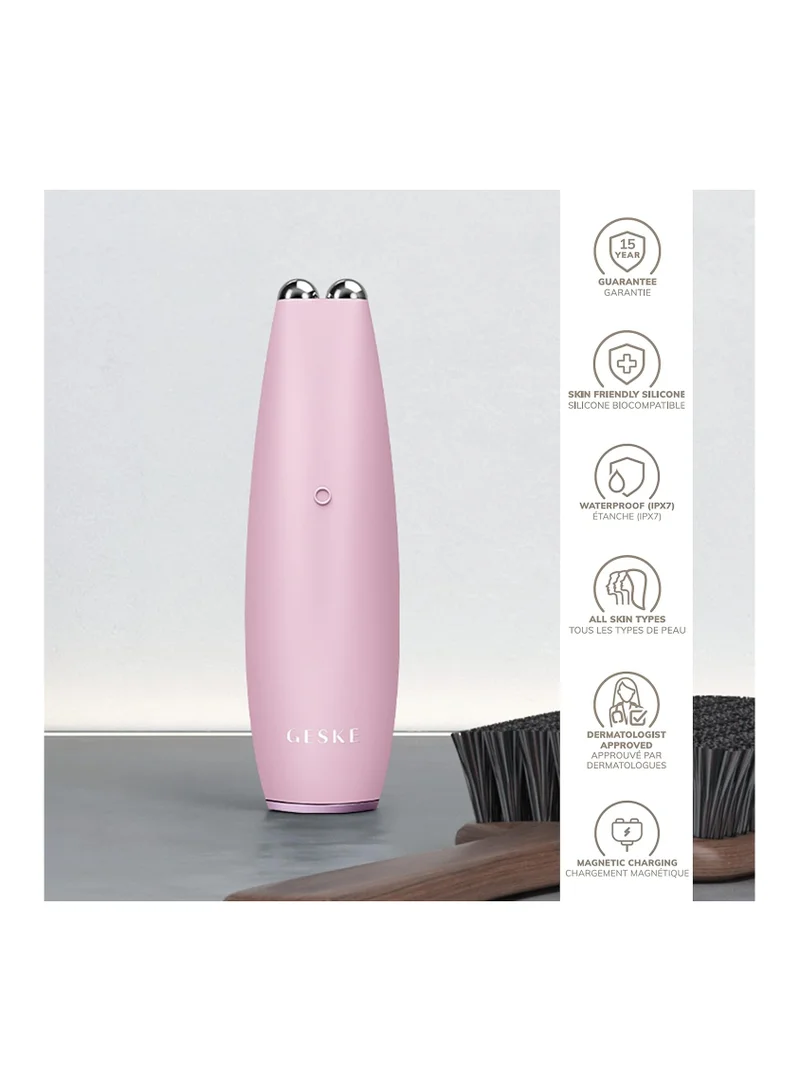 GESKE SmartAppGuided MicroCurrent Face-Lift Pen | 6 in 1 | Anti-aging device | Instant face lift | Skincare tool | Remove wrinkles for firm & youthful skin | Advanced smoothing facial firmer - Pink