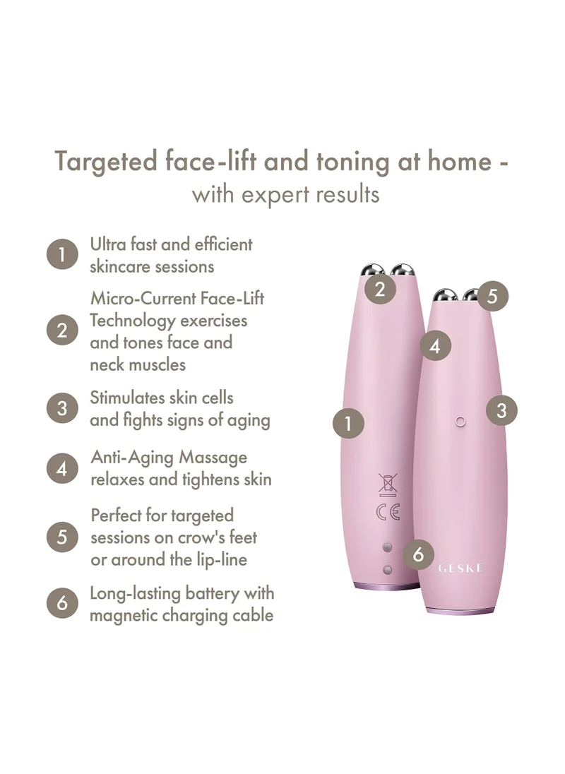 جيسكي SmartAppGuided MicroCurrent Face-Lift Pen | 6 in 1 | Anti-aging device | Instant face lift | Skincare tool | Remove wrinkles for firm & youthful skin | Advanced smoothing facial firmer - Pink