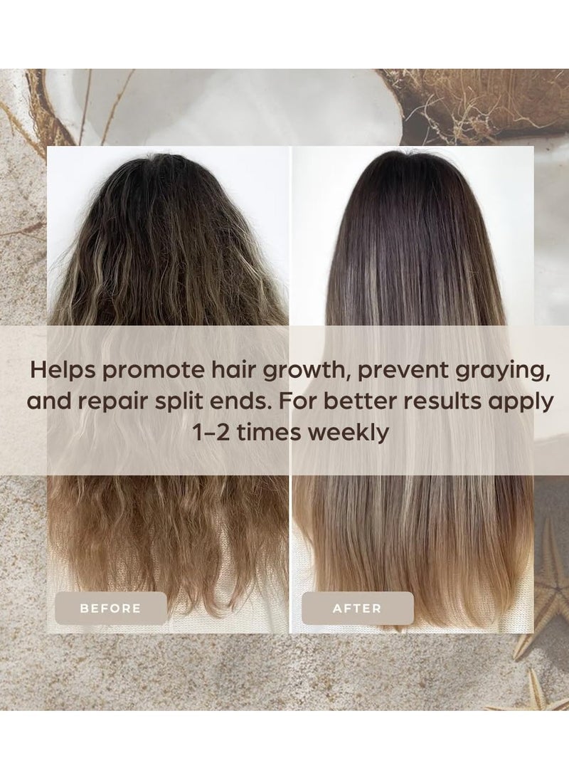 White Naturals - Organic Coconut Hair Mask for Hair Growth and Volume, Moisturizing and Deep Conditioning Mask For Dry Damaged Hair, Hair Tchicking Treatment Cream Mask, Fights Breakages and Split Ends - Image 1