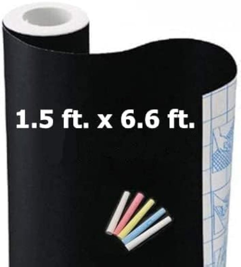 TAKSDAI Chalkboard Wallpaper Peel and Stick,18 Ã— 79 Inches, Removable Blackboard Contact Paper Wall Sticker Self Adhesive Vinyl Decal, Bonus 5 Chalks (1 Roll 1.5ft.x6.6ft.) - Image 1