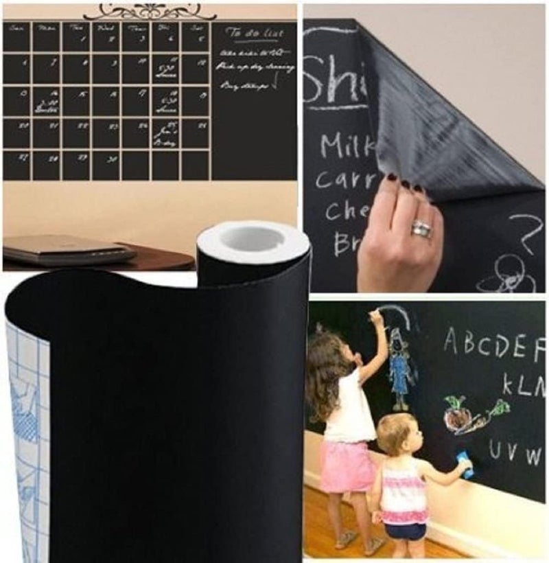 TAKSDAI Chalkboard Wallpaper Peel and Stick,18 Ã— 79 Inches, Removable Blackboard Contact Paper Wall Sticker Self Adhesive Vinyl Decal, Bonus 5 Chalks (1 Roll 1.5ft.x6.6ft.) - Image 2
