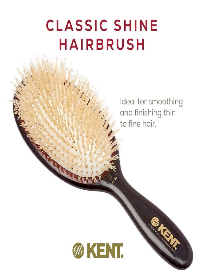 Kent CSGM 7.75" Classic Shine Medium Oval Cushion Straightening Brush and Hair Detangler - Soft White Boar Bristle Hair Brush - Shine Hair Brush and Scalp Scrubber for Mid-Length Fine or Thinning Hair - Image 3