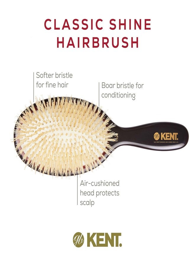 Kent CSGM 7.75" Classic Shine Medium Oval Cushion Straightening Brush and Hair Detangler - Soft White Boar Bristle Hair Brush - Shine Hair Brush and Scalp Scrubber for Mid-Length Fine or Thinning Hair - Image 4