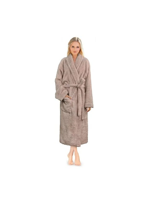 Cotton Plain Bathrobe Beige