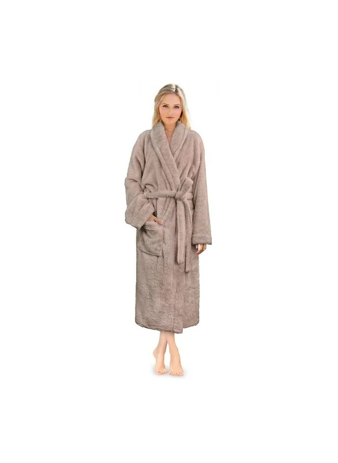 Cotton Plain Bathrobe Beige
