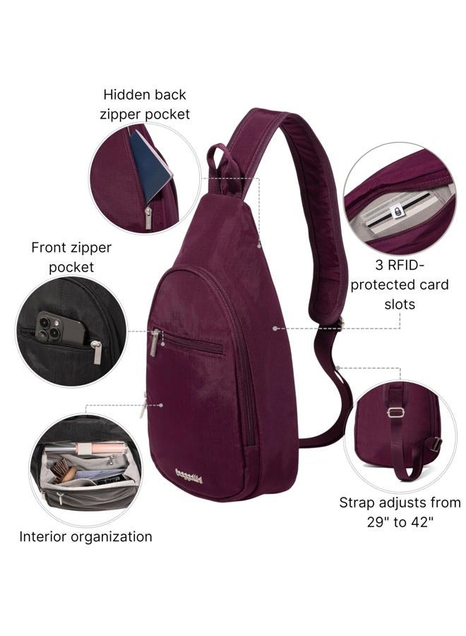 Baggallini Daily Lightweight 12.6"x7.5" Sling Crossbody Bag with Convertible Adjustable Shoulder Strap, Mulberry, One Size, Daily Sling - Lightweight 12.6"x7.5" Sling Crossbody Bag With Convertible - Image 3