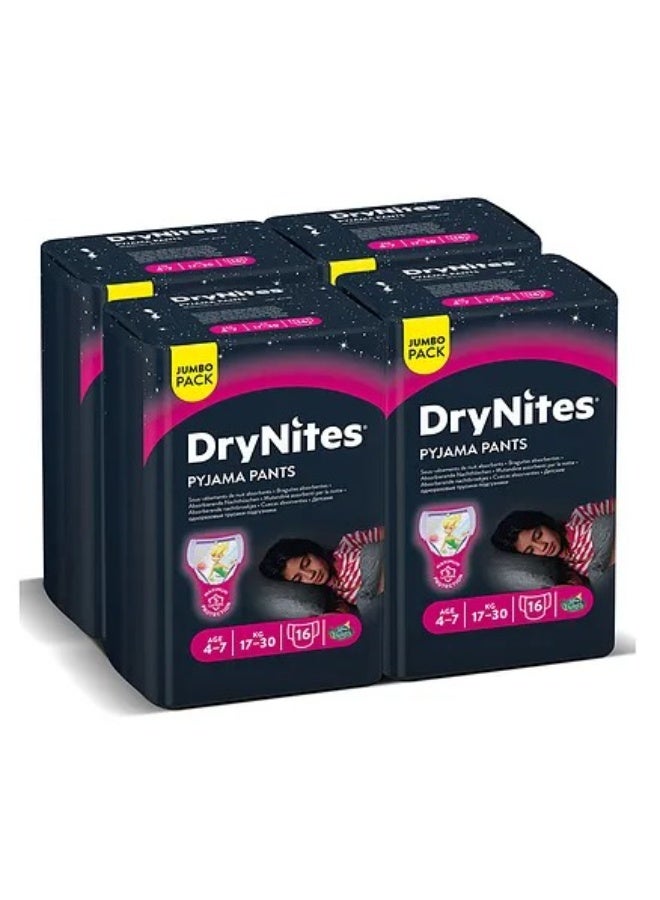 HUGGIES Huggies x Disney Fairies DryNites Pyjama Pants, 64 Pieces Jumbo Pack, For Girls Age 4-7, 17-30kg - Night-Time Protection, Super Absorbent, 5 Layers, Leak Free - Image 1