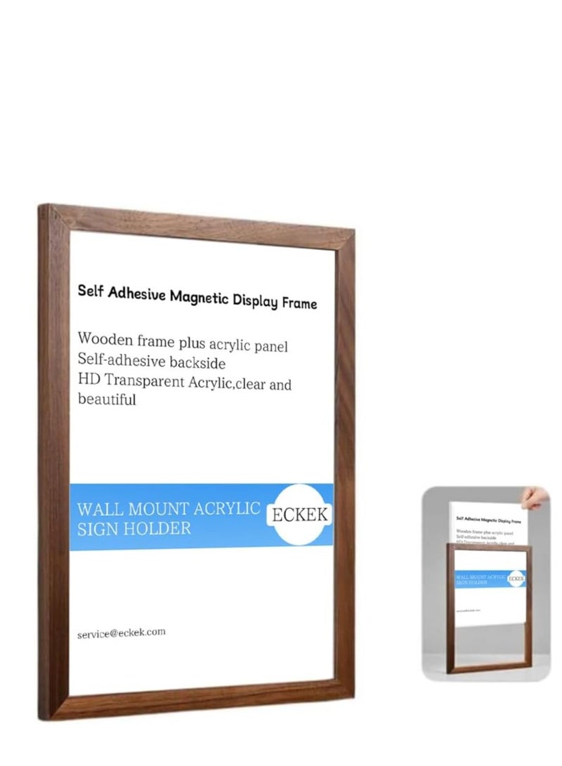 Eckek Wall Mount Acrylic Sign Holder Self Adhesive Magnetic Display Frame Clear Document Frame for Office, Store, School, Home, Wall Picture Frame - Image 1