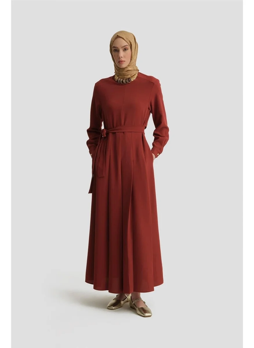 ARMINE Pleated Dress 25Y9018 Dark Red