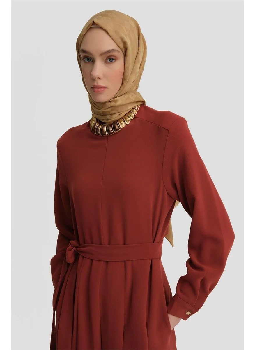 ARMINE Pleated Dress 25Y9018 Dark Red