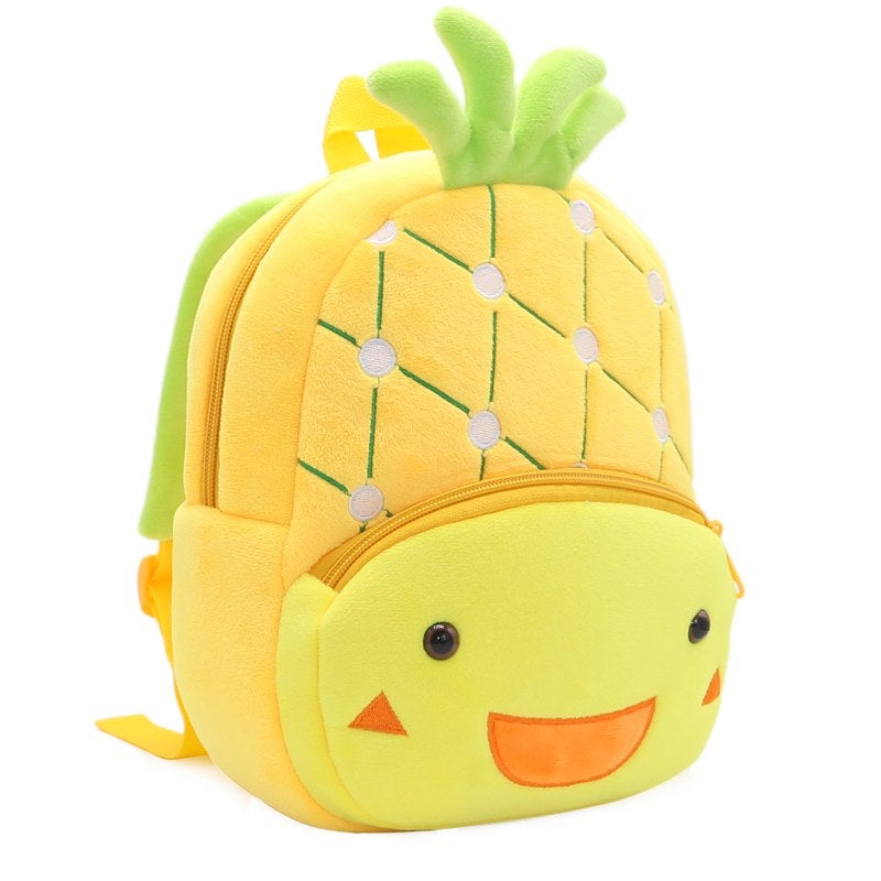 Plush Kids Backpack, Pineapple Fruit Design, Soft Lightweight School Bag for Toddlers and Preschool Kids - Image 3