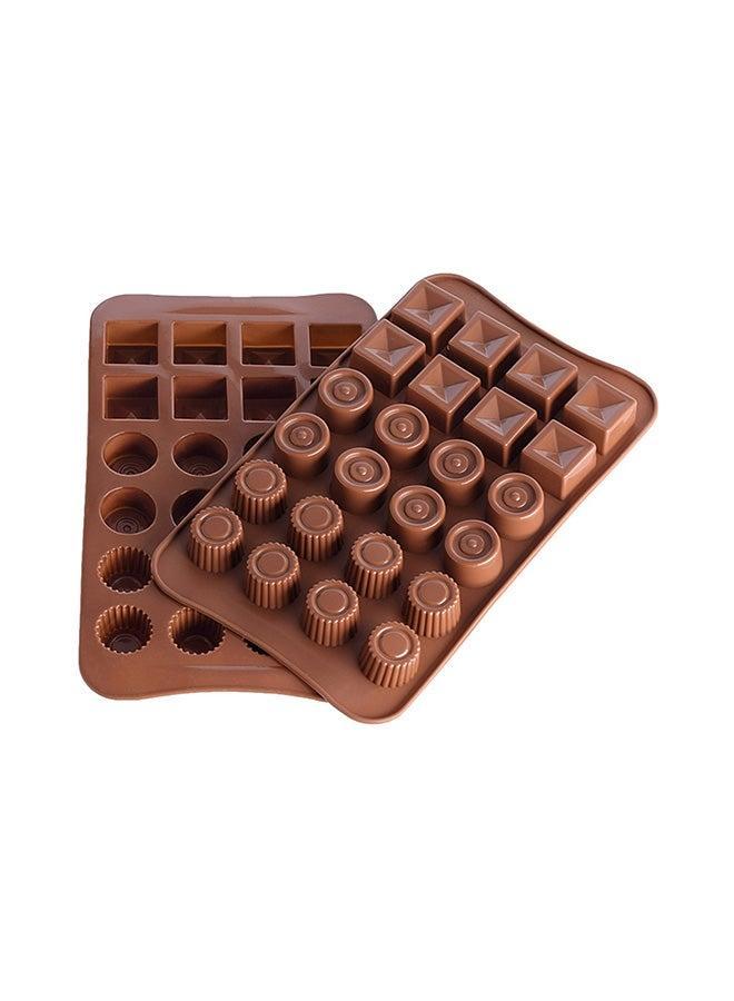 24 Grids Food Grade Silicone Cake Chocolate Baking Mould Brown 24x3x15cm - Image 3