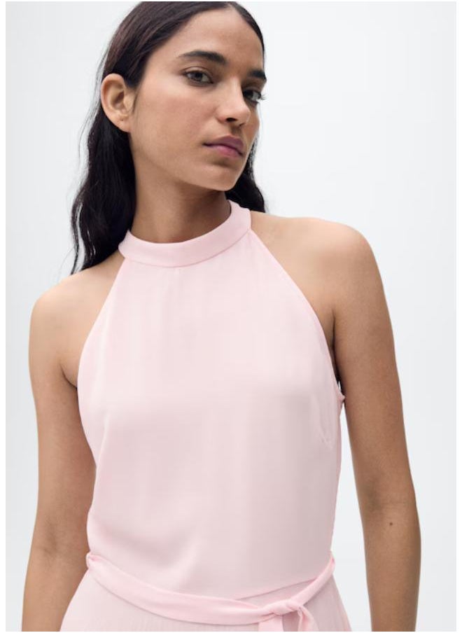 MANGO Casual Pleated Halter Neck Dress  - Image 4