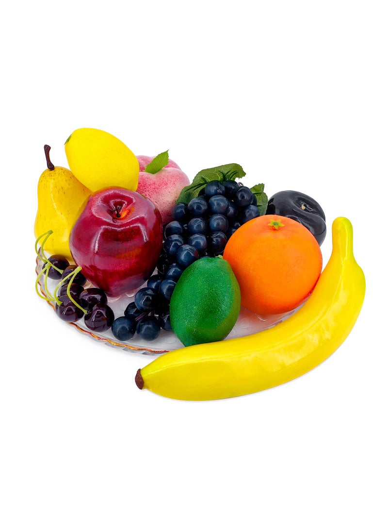 Lorigun Lorigun Artificial Fruits Set for Decoration Fake Fruits Props 10 Kinds of Fruit (Total 12 Pcs)  - Image 1