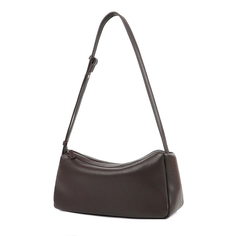 MoreFarther Genuine Leather Crossbody Bag for Women, Soft Small Hobo Bag with Adjustable Strap, Leather Purse for Women (Dark Brown) - Image 1