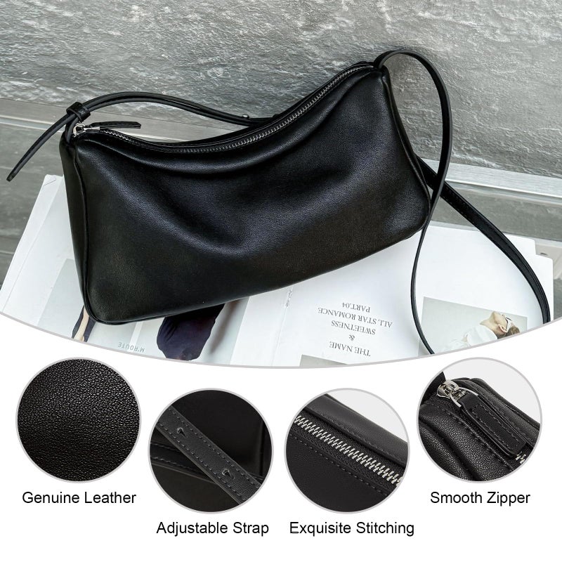 MoreFarther Genuine Leather Crossbody Bag for Women, Soft Small Hobo Bag with Adjustable Strap, Leather Purse for Women (Dark Brown) - Image 4