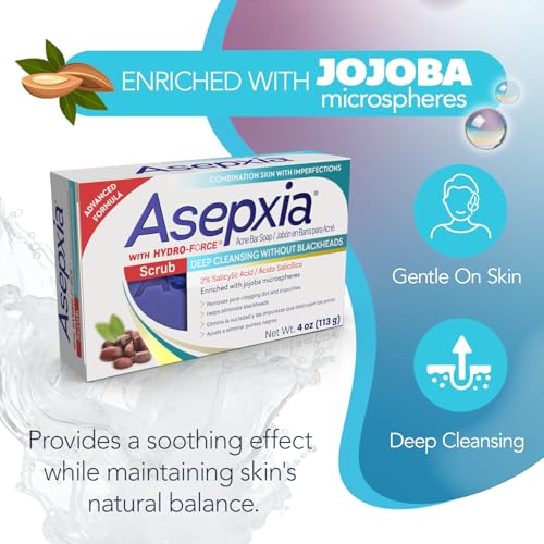 Asepxia Acne Treatment Scrub Cleansing Bar Soap | Removes pore-clogging dirt & impurities, Helps eliminate blackheads, Deep cleansing without blackheads, Salicylic Acid Cleanser, Size 4 Oz, 1-Pack - Image 4