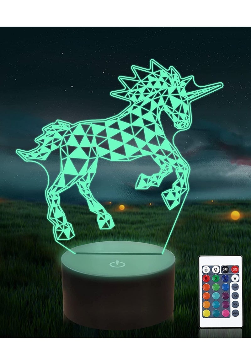 althiqahkey Unicorn Lamp for Kids  3D Multicolor Night Light for Kids with 16 Colors Changing with Remote Control and Timer  Unicorn Gift for Girls  - Image 1