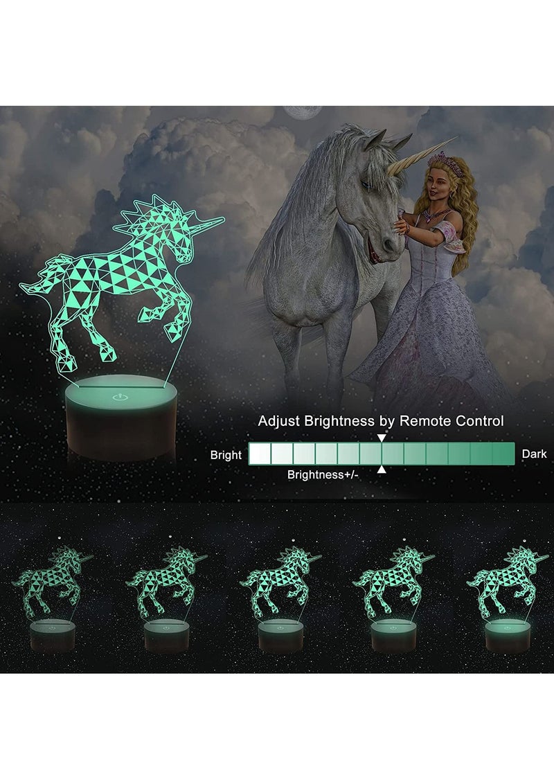 althiqahkey Unicorn Lamp for Kids  3D Multicolor Night Light for Kids with 16 Colors Changing with Remote Control and Timer  Unicorn Gift for Girls  - Image 3