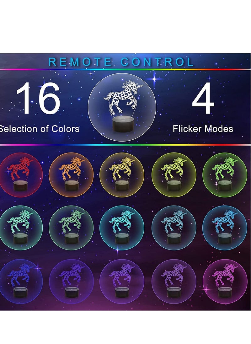 althiqahkey Unicorn Lamp for Kids  3D Multicolor Night Light for Kids with 16 Colors Changing with Remote Control and Timer  Unicorn Gift for Girls  - Image 2