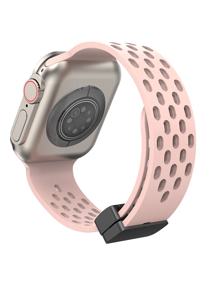 O Ozone Magnetic Buckle Silicone Band For Apple Watch Series 10 | Ultra 2 | 8 Ultra | 9 | 8 | 7 | 6, 49/46/45/44/42mm Soft Silicone Sport Wristband - Pink - Image 1