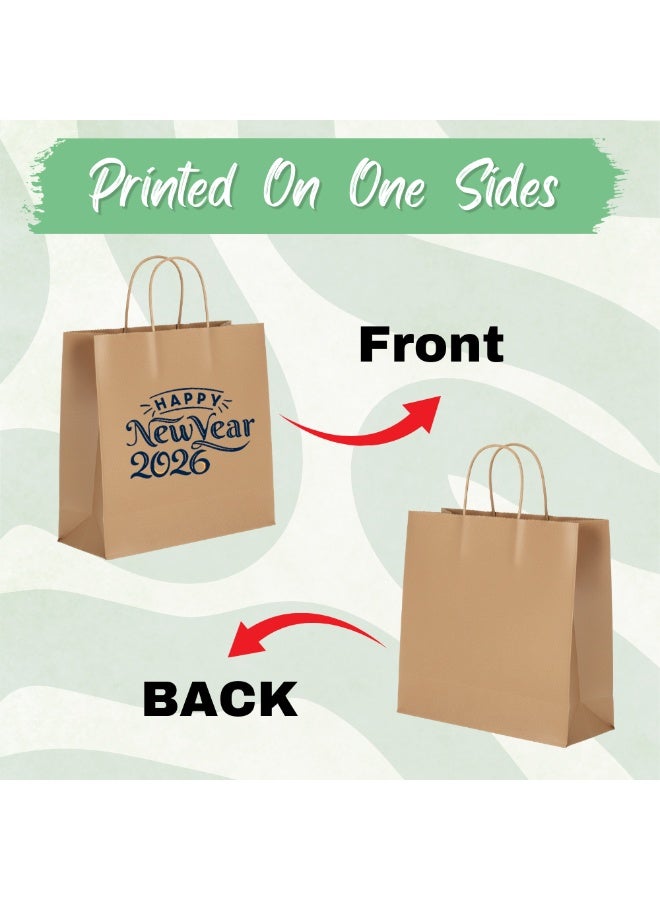 برينت شوب فور مي أكياس هدايا كرافت صديقة للبيئة بحجم A3 مع تهنئة بالعام الجديد 2026 - أكياس ورق كرافت قابلة لإعادة الاستخدام بحجم A3 لهدايا رأس السنة الجديدة - أكياس بقالة - Image 2